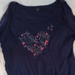 Torrid Navy Blue Sweater with Pink Accents